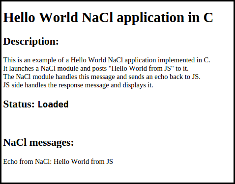 Figure 1. Hello World in C application