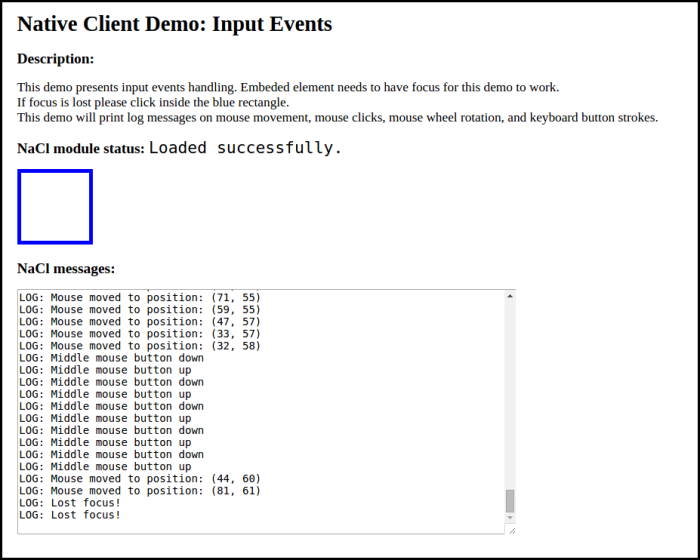 Figure 1. Input events in C++ application