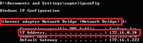 Figure 6. Network bridge IP address