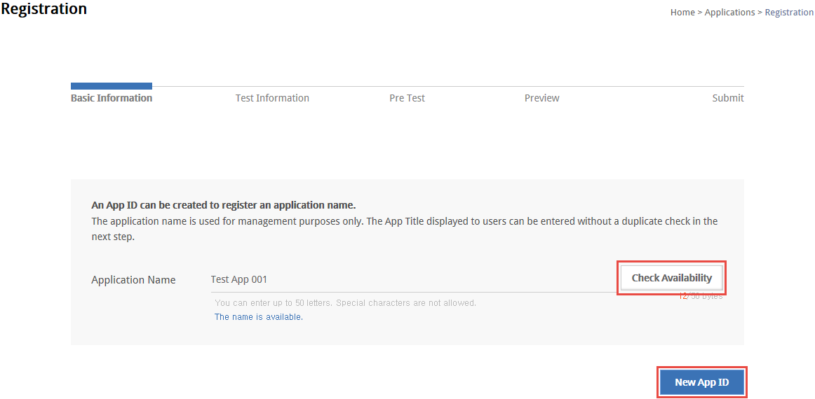 Figure 2. Generate new application ID