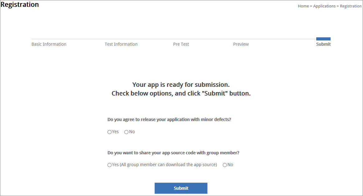 Figure 5. Check Agreements before Submission
