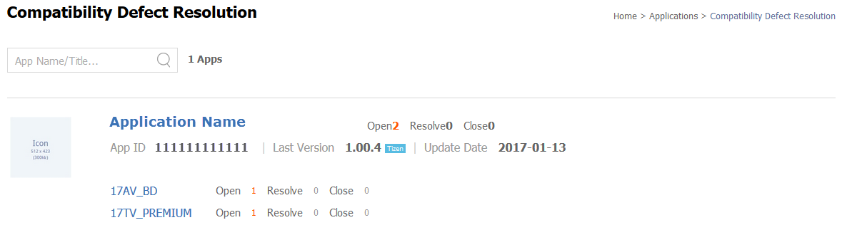 Figure 4. Compatibility Defect Resolution Page Example