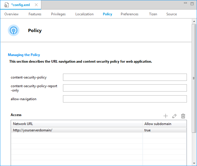Figure 1. Content security policy configuration