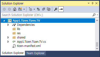 Figure 17. Tizen project added to solution