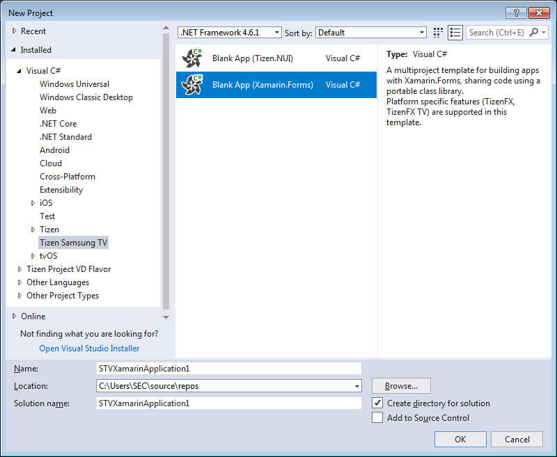 Figure 2. "New Project" dialog