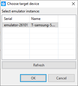 Figure 4. Select a configuration-specific emulator instance or device