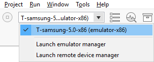 Figure 2. Select emulator instance or device