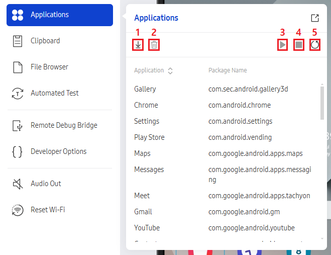 Mobile Software Panel Names Application Manager