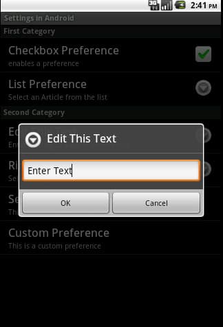 Save preferences android example