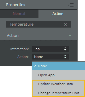 Weather component actions