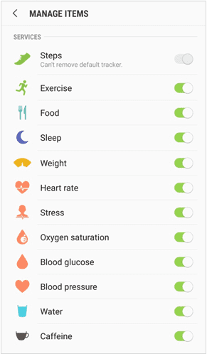samsung health trackers