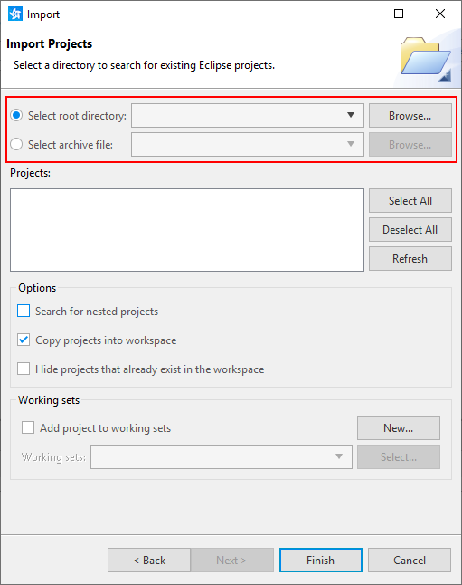 Figure 2. Import from directory or file